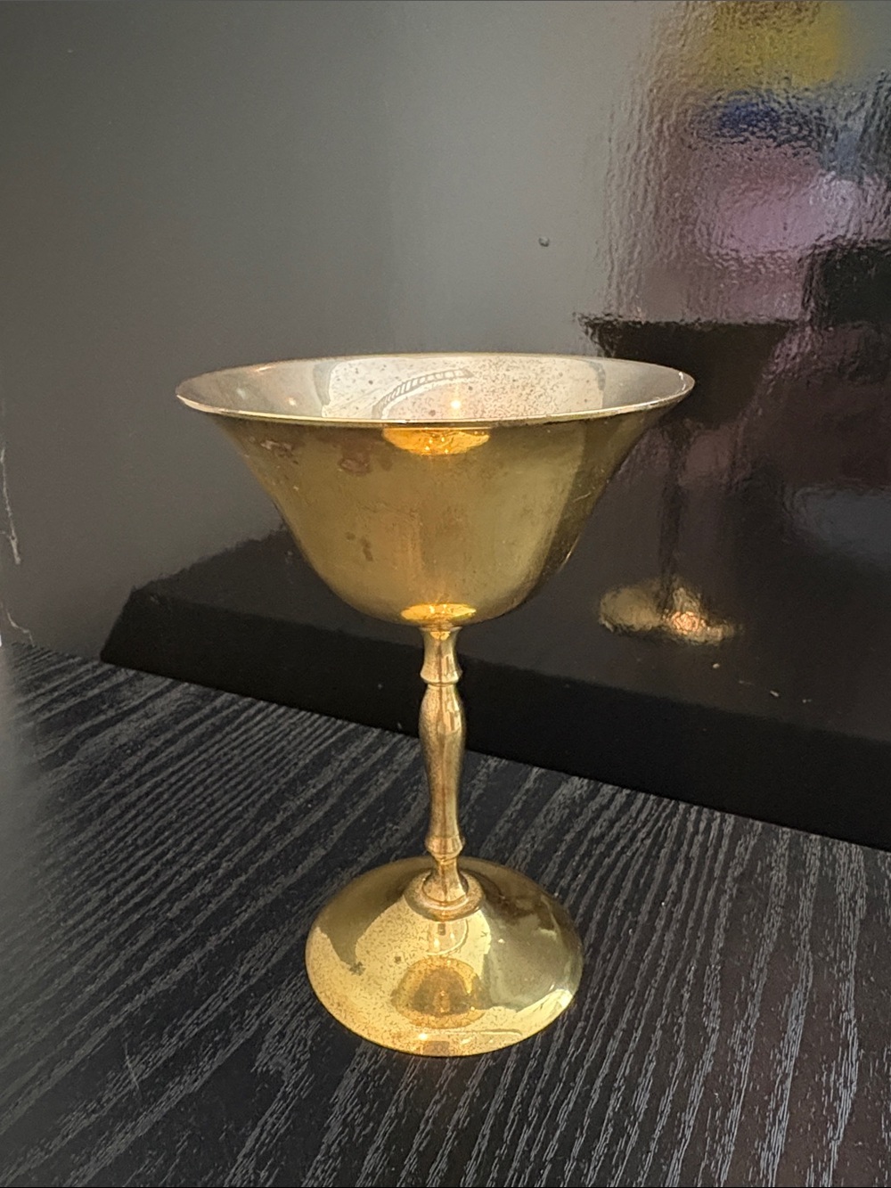 Vintage Brass Decorative Pedestal Cup- Elegant Home Dining Accent